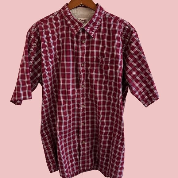 Vintage Wrangler Brushpopper Western Button Up Shirt Mens XL T Red Check Striped - Picture 4 of 8